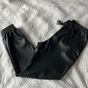 Faux leather drawstring leggings